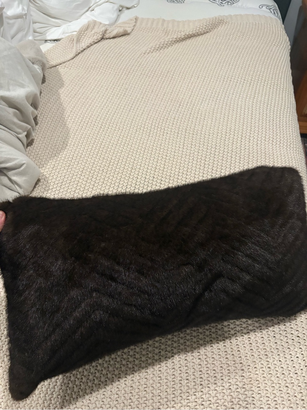 New hunter Plush Dark Brown Faux Fur large Lumbar Pillow